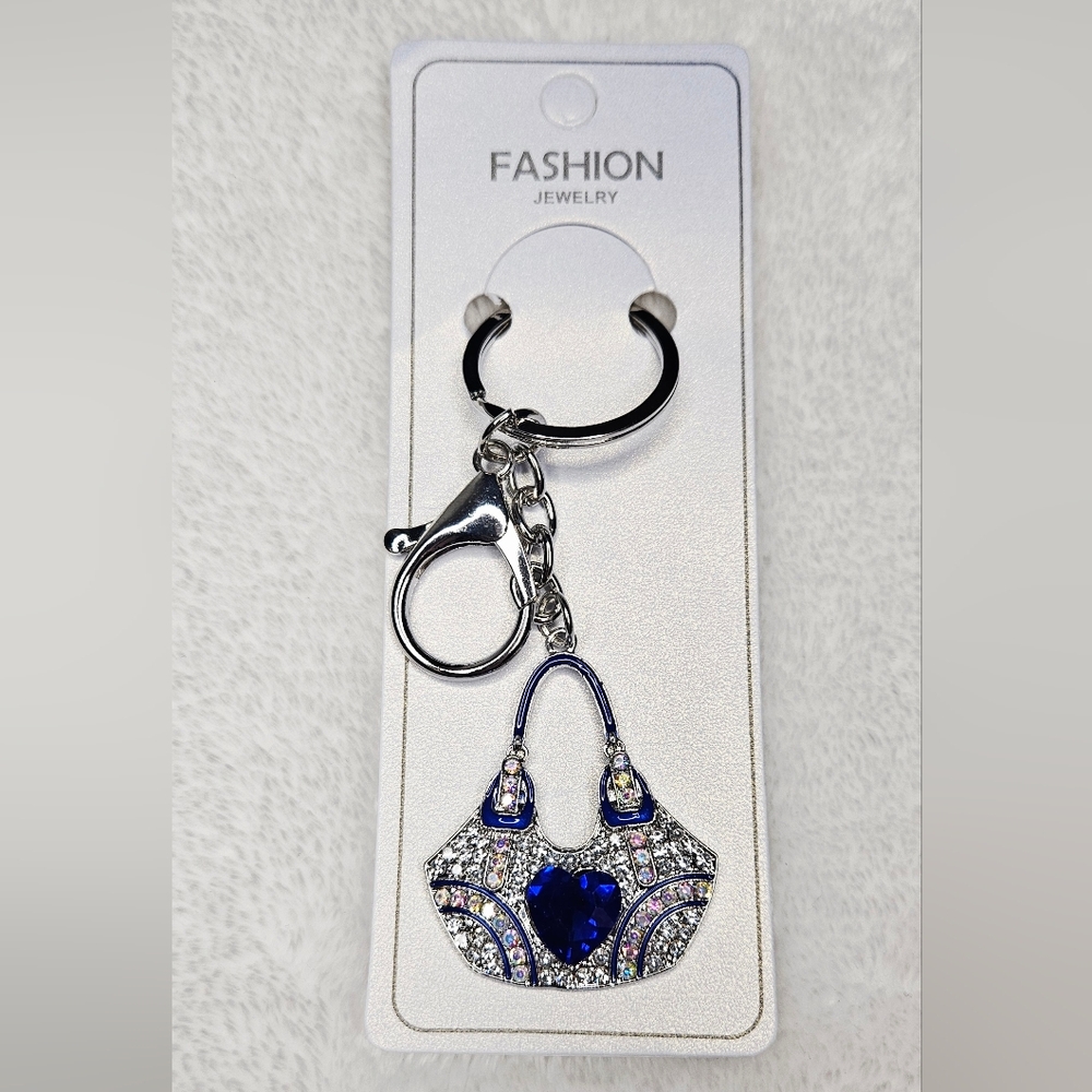 Sparkly Blue Handbag Keychain Bag Charm